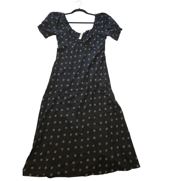 Madewell Size 0 Black Sweetheart Puff-Sleeve‎ Midi Dress New With Tags - Picture 5 of 14